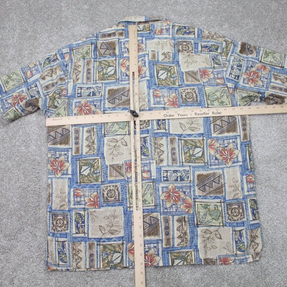 Tori Richard Shirt Men XL Tan Floral Hawaiian Cotton Lawn Short Sleeve Button Up - Picture 9 of 11